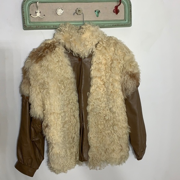Vintage 70s Woodstock Genuine Sheep leather detachable sleeve vest jacket XL - Picture 1 of 11